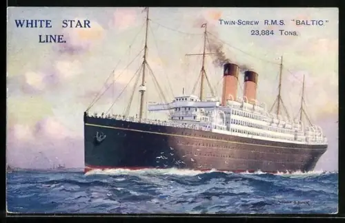 Künstler-AK Doppelschrauben-Passagierschiff RMS Baltic der White Star Line