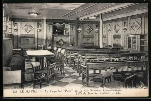 AK Le Paquebot Paris de la Cie Générale Transatlantique, Salle de Jeux des Enfants, Passagierschiff