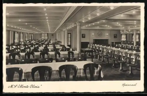 AK Speisesaal an Bord vom Passagierschiff MS Monte Olivia, 14.000 BRT