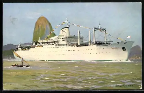 AK Französisches Passagierschiff Pasteur vor dem Zuckerhut in Rio de Janeiro