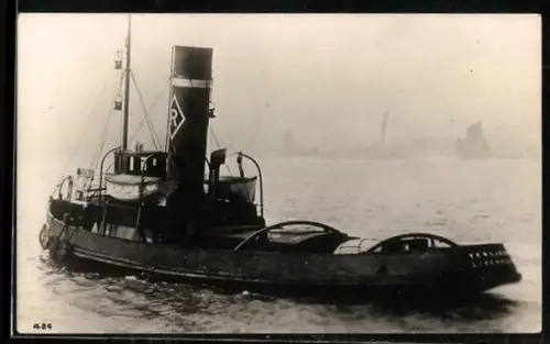 AK Britischer Schleppdampfer Yewbarth der Rea Towing Co. Ltd., Liverpool, Baujahr 1913