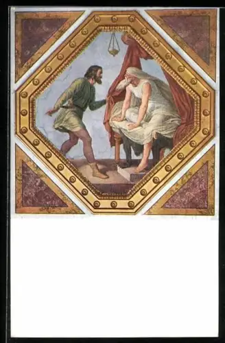 AK Szene aus den Nibelungen, König Siegmund erfährt die Ermordung seines Sohnes Siegfried