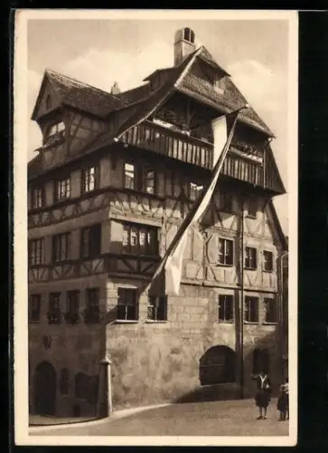 AK Nürnberg, Dürer-Haus mit Flagge, Ganzsache WHW Winterhilfswerk