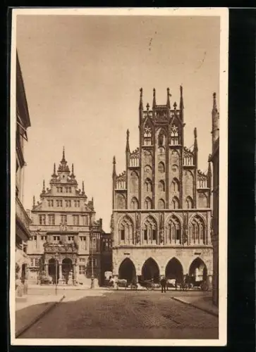 AK Münster, Partie am Rathaus, Ganzsache WHW Winterhilfswerk