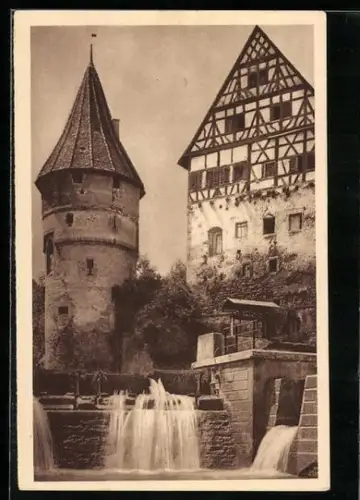 AK Balingen, Brunnen am Zollernschloss, Ganzsache WHW Winterhilfswerk