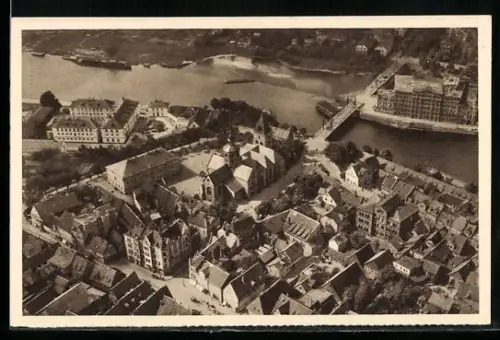 AK Hameln an der Weser, Luftbild des Ortes, Ganzsache WHW Winterhilfswerk