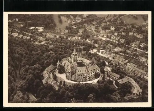 AK Wernigerode /Harz, Ortsansicht aus der Vogelschau, Ganzsache WHW Winterhilfswerk