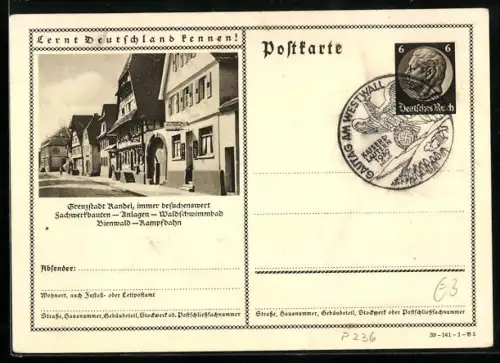 AK Kandel, Fachwerkhäuser, Ganzsache Lernt Deutschland kennen