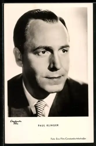 AK Schauspieler Paul Klinger im Anzug schwarz weiss