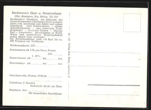 AK Bispingen /Soltau, Rieckmann`s Gasthaus