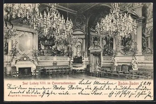 AK Baden-Baden, Saal Ludwig XIII. im Conversationshaus