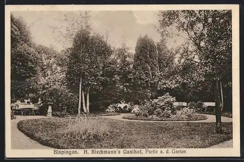 AK Bispingen, H. Rieckmann`s Gasthof, Partie a. d. Garten