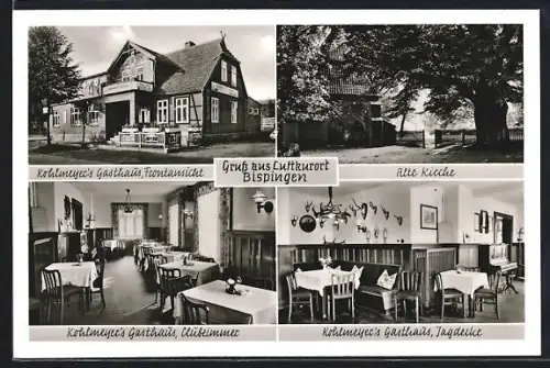 AK Bispingen, Krülemeyers Gasthaus, Frontansicht, Jagdecke, Alte Kirche
