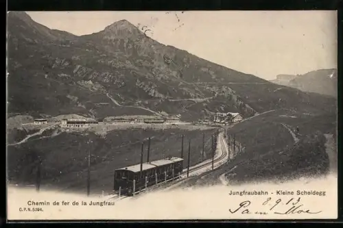 AK Kleine Scheidegg, Die Jungfraubahn in Fahrt, Bergbahn