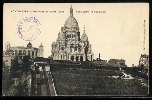 AK Montmartre, Basilique du Sacré-Coeur, Funiculaire et Réservoir