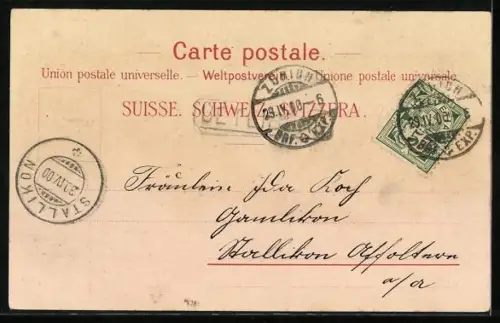 Lithographie Uetliberg, Restaurant mit Bergpanorama