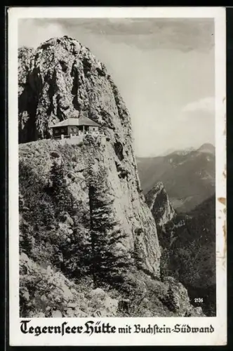 AK Tegernseer Hütte, Ansicht mit Buchstein-Südwand