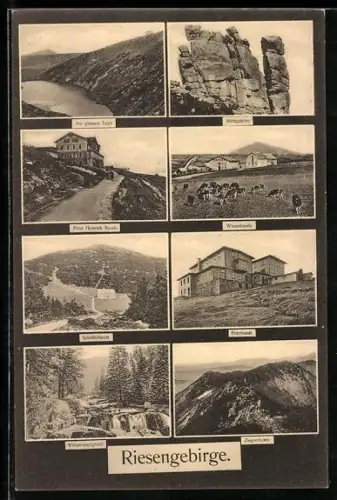 AK Prinz Heinrich-Baude, Blick auf die Baude mit Peterbaude und Wiesenbaude