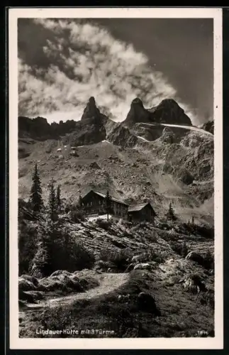 AK Lindauer Hütte /Gauertal, Berghütte mit 3 Türme