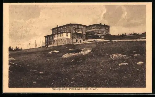 AK Peterbaude /Riesengebirge, Panorama-Ansicht