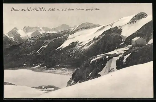 AK Oberwalderhütte auf dem hohen Burgstall, Berghütte mit Bergpanorama