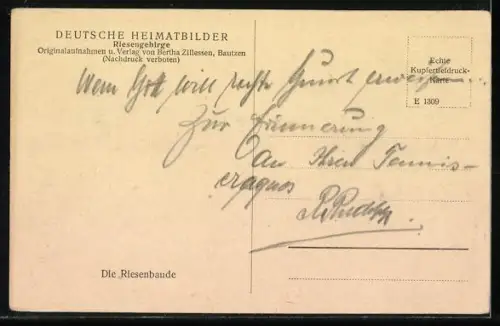 AK Riesenbaude /Riesengebirge, Berghütte, Panorama