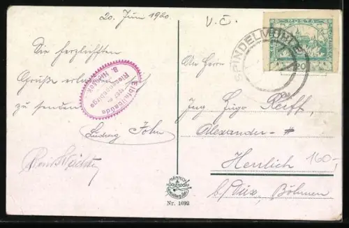 AK Elbfallbaude /Riesengebirge, Elbfall u. Baude, Wanderer