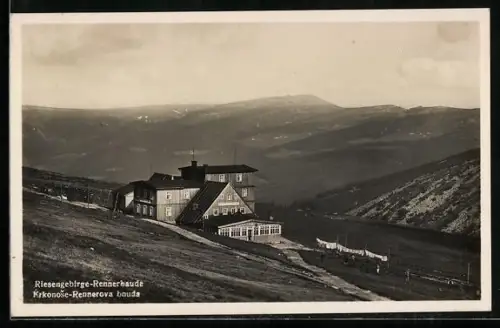 AK Rennerbaude /Riesengebirge, Berghütte mit Umgebung