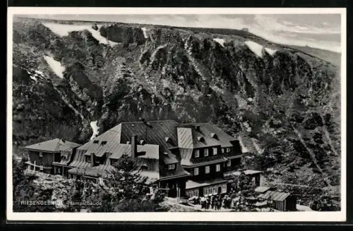 AK Hampelbaude /Riesengebirge, Teilansicht aus der Vogelschau