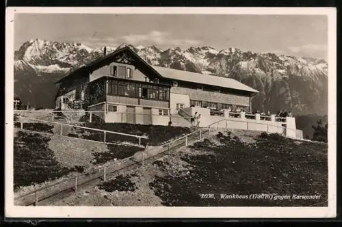 AK Wankhaus, Hütte mit dem Karwendel
