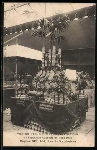 AK Paris, Exposition Culinaire de Paris 1906, Vue du Stand des Jambons Coleman