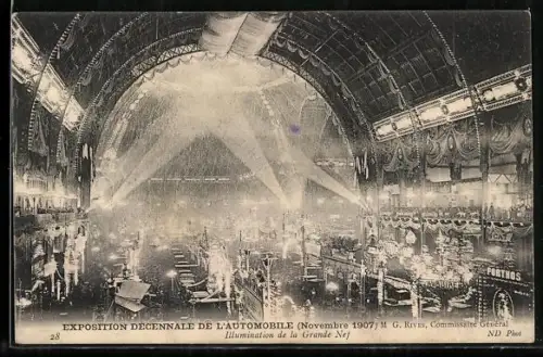 AK Paris, Exposition decennale de l`automobile 1907, Illumination de la Grande Nef
