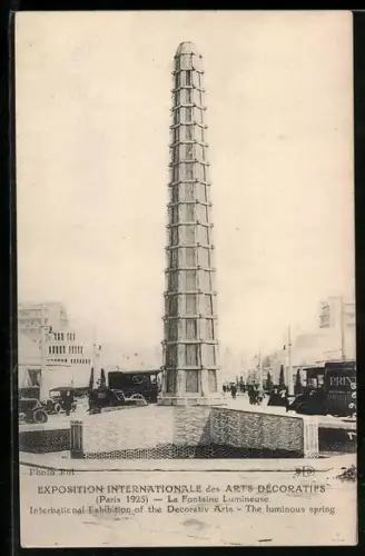 AK Paris, Exposition Internationale des Arts Decoratifs 1925, La Fontaine Lumineuse