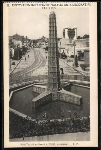 AK Paris, Exposition Internationale des Artes Decoratifs 1925, Fontaine de René Lalique
