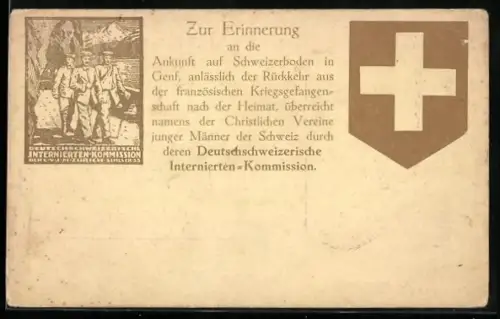 AK Rückkehr der französischem Kriegsgefangenen durch die Deutschschweizerische Internierten-Kommission