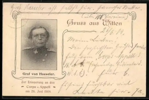 AK Witten, Corps-Appell am 26. Juni 1904, Graf von Haeseler