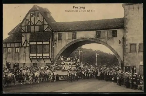 AK Hamburg, 16. Deutsches Bundesschiessen 1909, Festzug, Deutschlands Schutz zur See