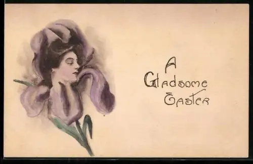 AK Gesicht einer eleganten Dame in einer Blume