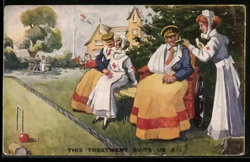 AK Verwundete Soldaten mit Rotes Kreuz Krankenschwestern