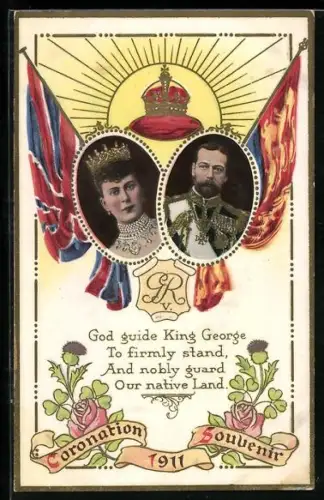 AK Königspaar Georg von England, Krönung 1911