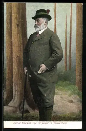 AK Marienbad, König Edward von England mit Gehstock