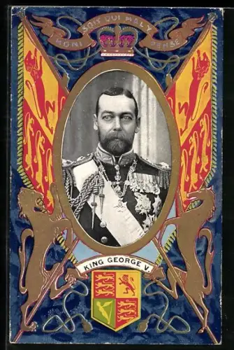 AK König George V. von England, Wappen, Passepartout