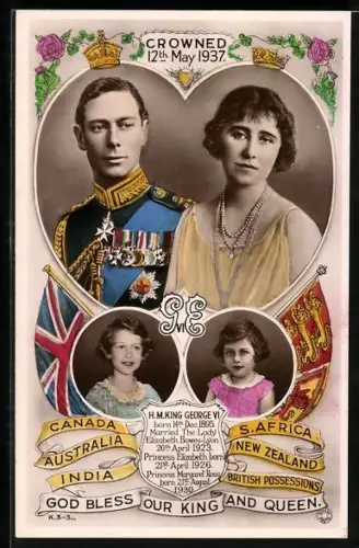 AK God bless our King and Queen, crowned 12th May 1937, King George VI