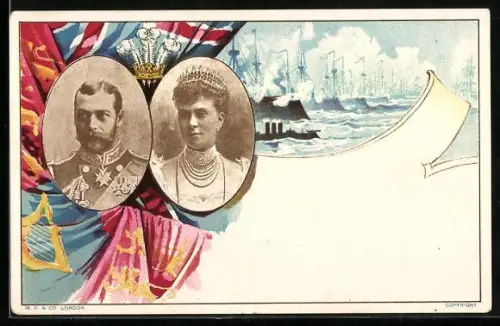 AK Königspaar von England, Schiffe in Fahrt, Passepartout
