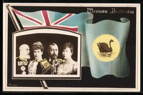 AK Königliche Familie um König Eduard VII., Tasmanische Flagge