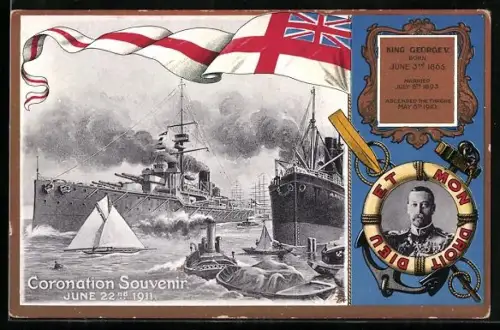 AK King George V. von England im Rettungsring, Schiffe in Fahrt, Passepartout