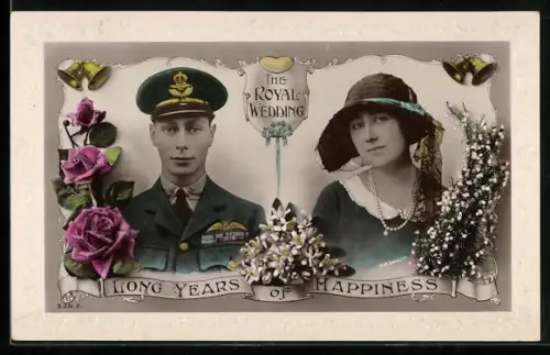 AK Königspaar von England bei ihrer Hochzeit