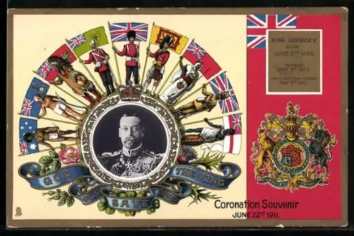 AK King George V., Coronation 1911, Passepartout