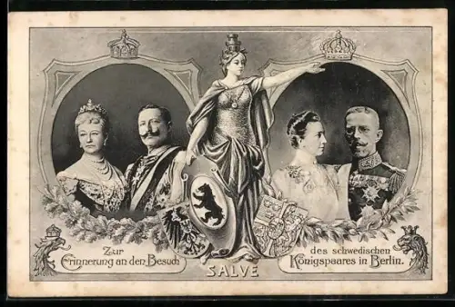 AK Erinnerung an den Besuch des schwedischen Königspaares in Berlin