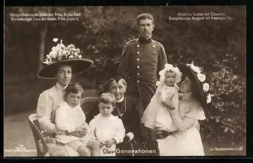 AK Prinz Gustav Adolf von Schweden, Königin Viktoria, Kronprinz Gustav